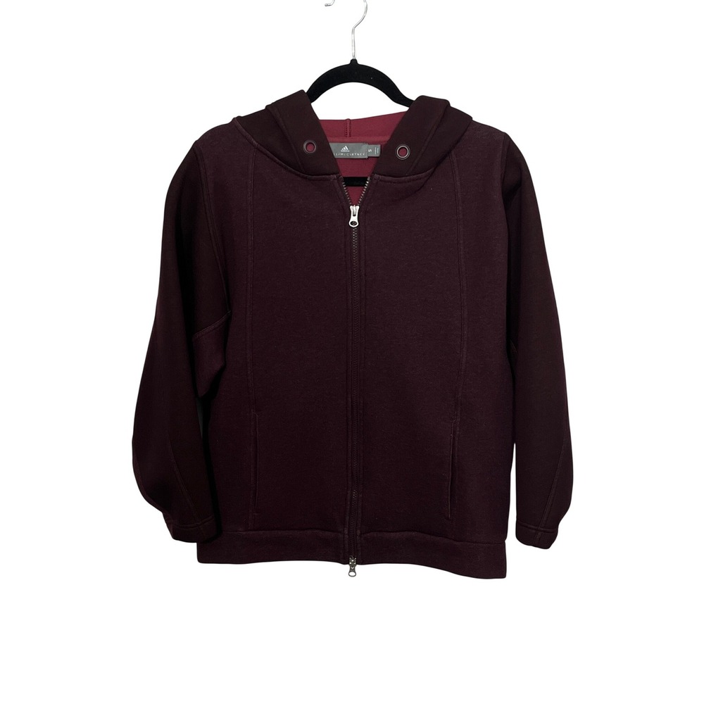 Adidas Stella McCartney Hoodie Womens Small Burgundy Full Zip Bonded Jacket
